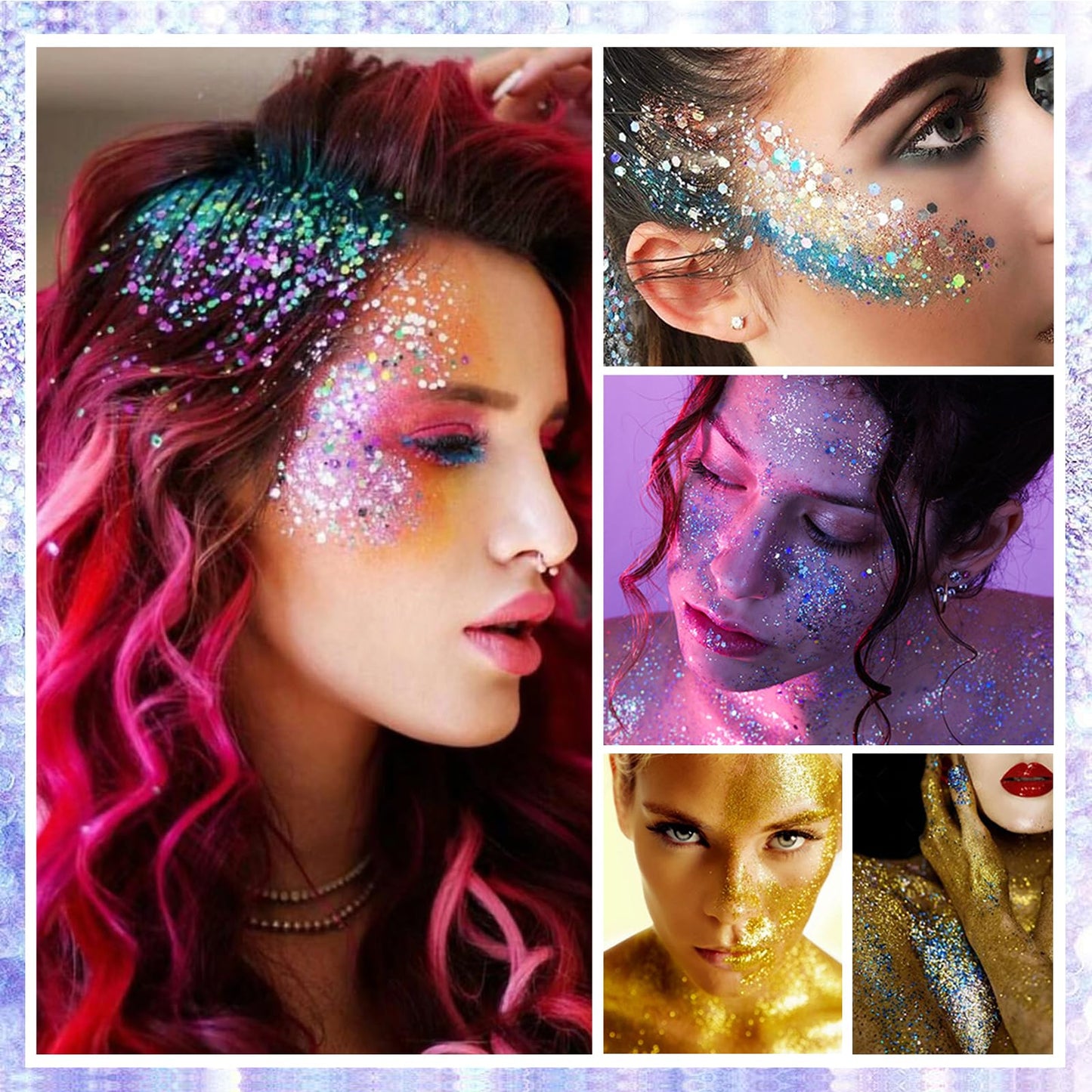 Gold Body Glitter Stick, Mardi Gras Glitter Makeup Yellow Face Paint, Eye Lip Hair Nails Body Glitter for Women Kids,Mermaid Chunky Waterproof Glitter, Festival Rave Accessories