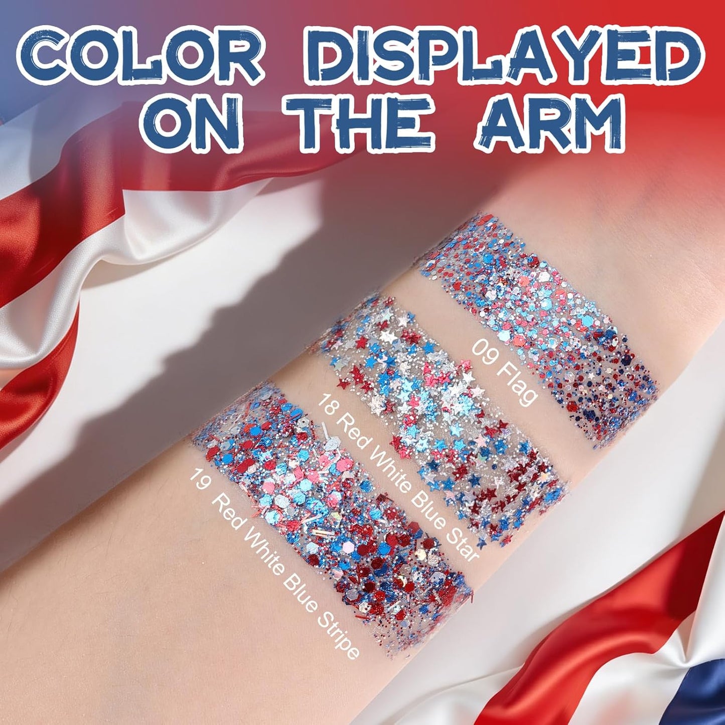 Red White Blue Star Face & Body Glitter Stick - Patriotic Makeup for 4th of July | USA Flag Accessory