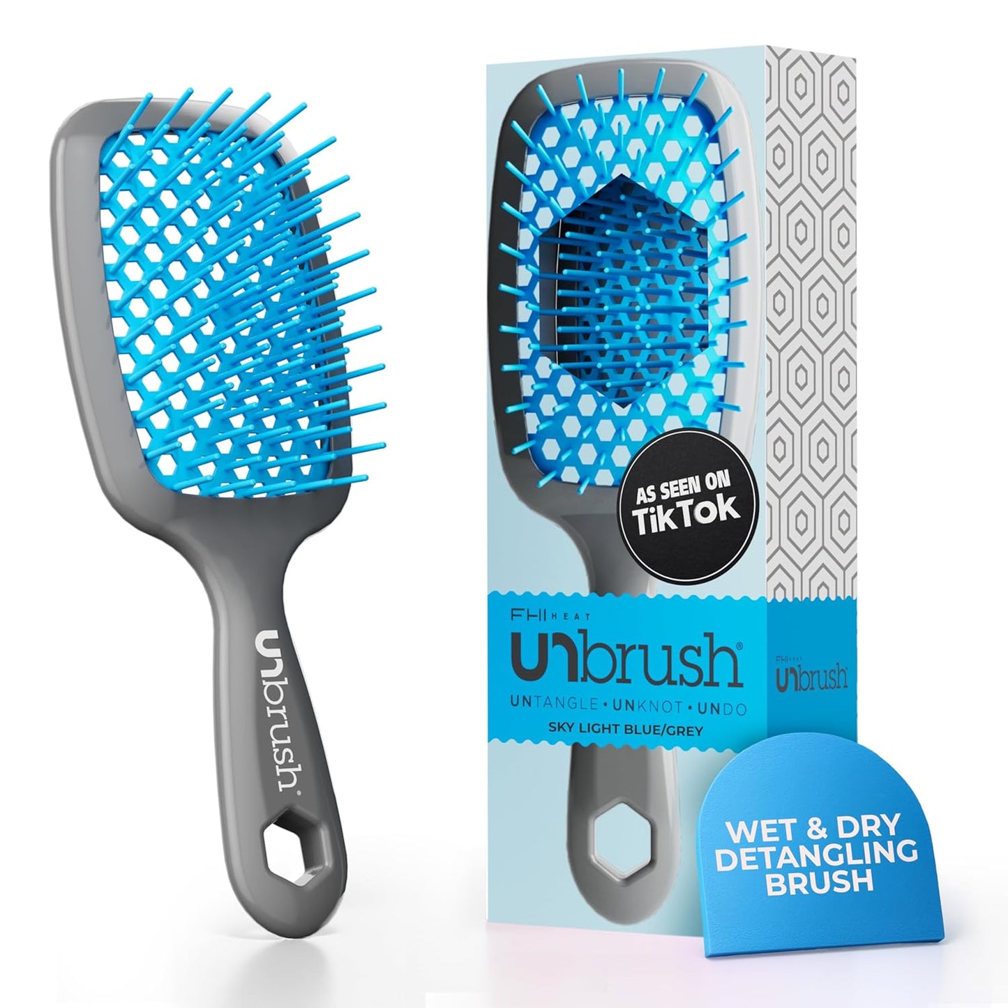 FHI Heat Detangling Brush - Pain-Free Brushing for Wet & Dry Hair | Durable DuoFlex Bristles, Lightweight, Cherry Blossom