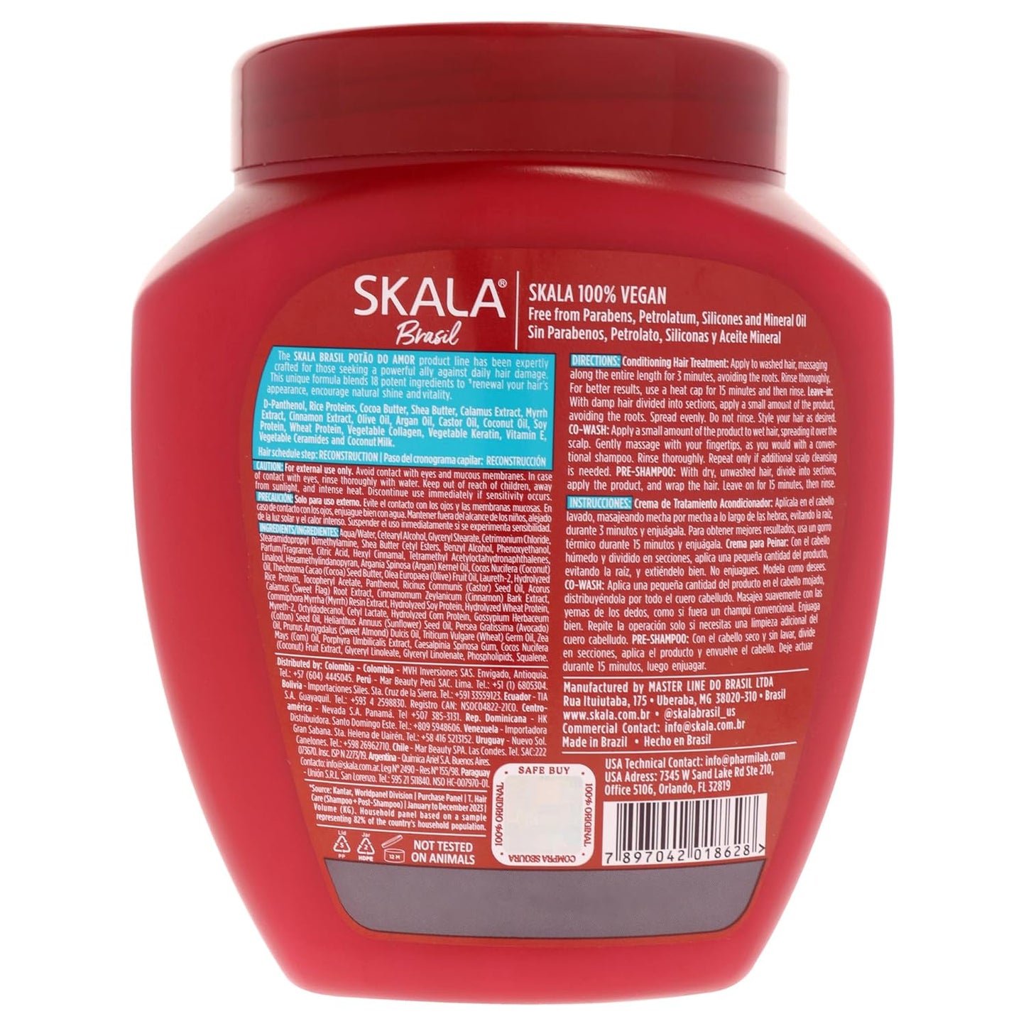 SKALA 2 in 1 Treatment Cream & Leave-In Conditioner | Vegan Hydrating Hair Mask for All Hair Types, 1000g (Pack of 6)