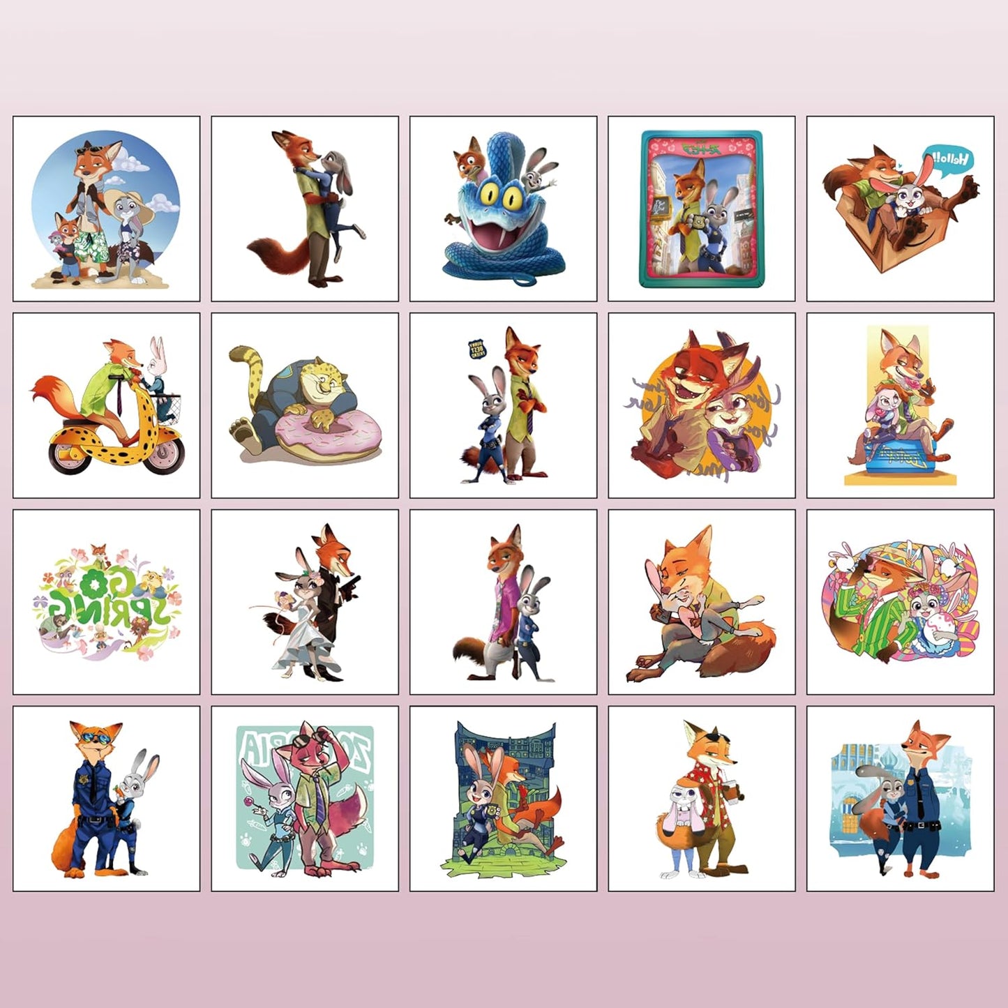 Zootopia Temporary Tattoos - 20 Sheets of Fun Cartoon Stickers for Kids | Birthday Party Favors & Class Prizes