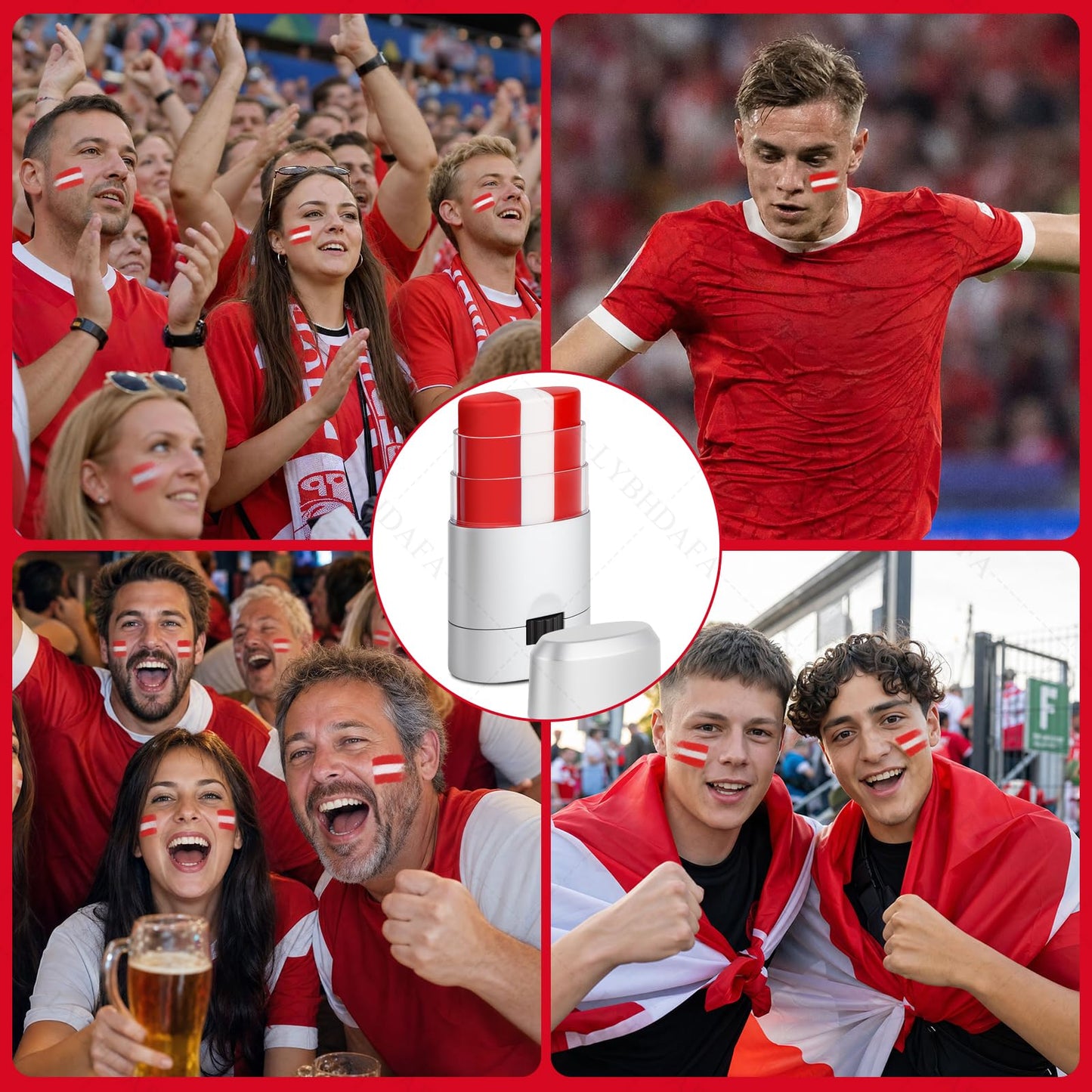Red White and Red Face Body Paint Stick for World Cup 2026, Patriotic Flag Accessories Football Eye-black Stick for World Cup Party Favors Sports Fan Makeup (Canada England Japan Switzerland Poland)