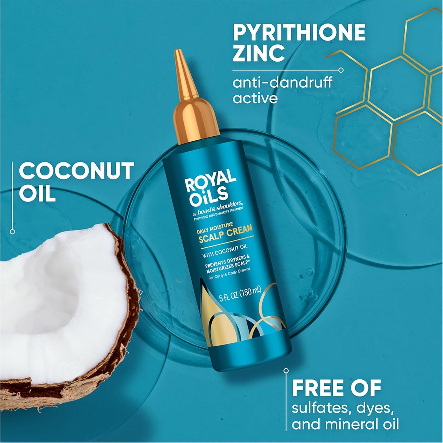 Head & Shoulders Royal Oils Scalp Cream Treatment - Anti-Dandruff Care with Coconut Oil | 5.0 fl oz