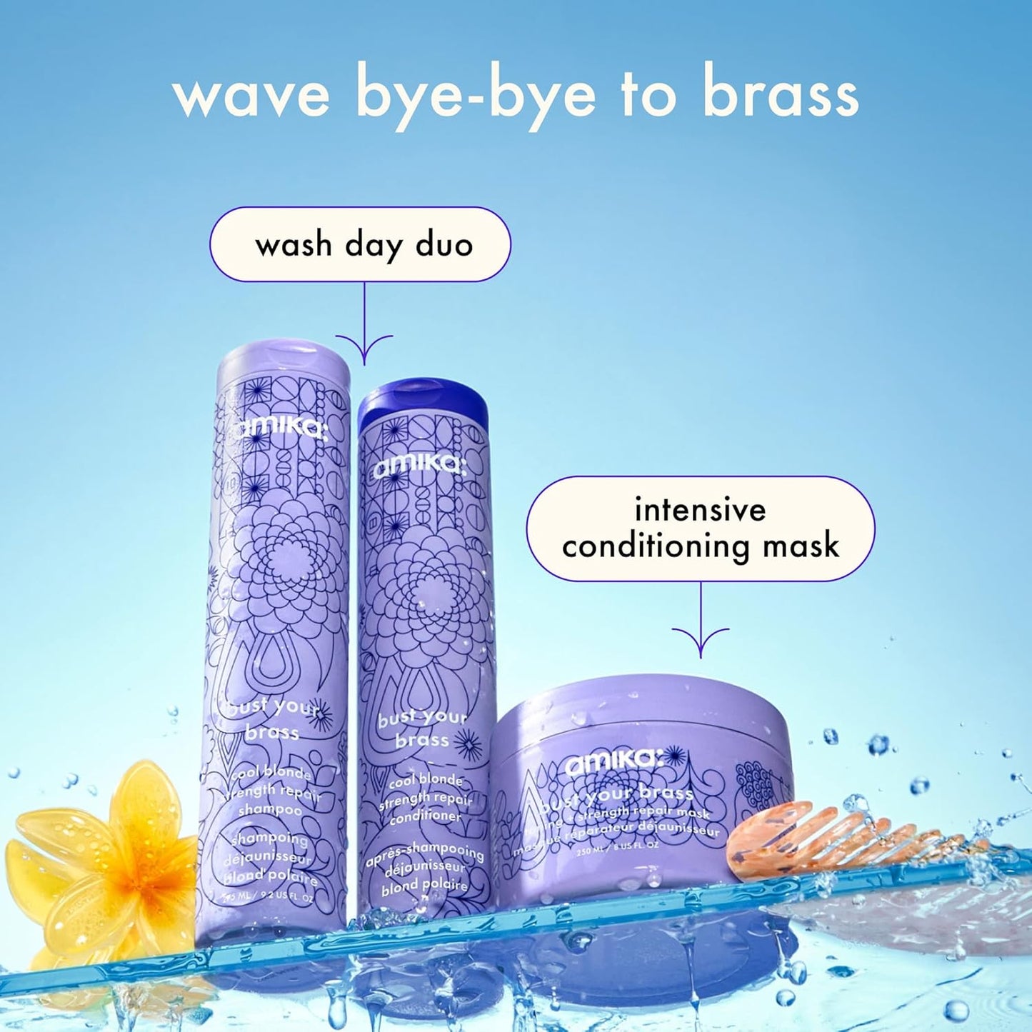 Amika Bust Your Brass Cool Blonde Conditioner - Strength Repair Formula | 1000ml
