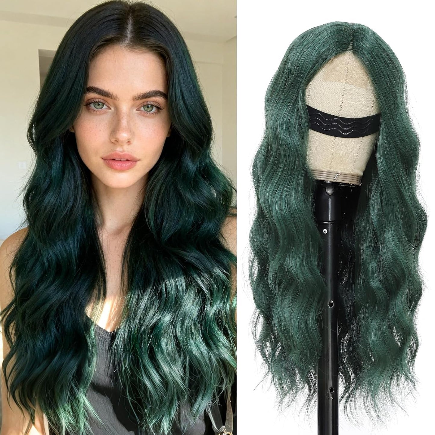Ombre Blonde Wigs for Women - 26 Inch Long Wavy Synthetic Lace Front Wig | Heat Resistant for Daily & Party Wear