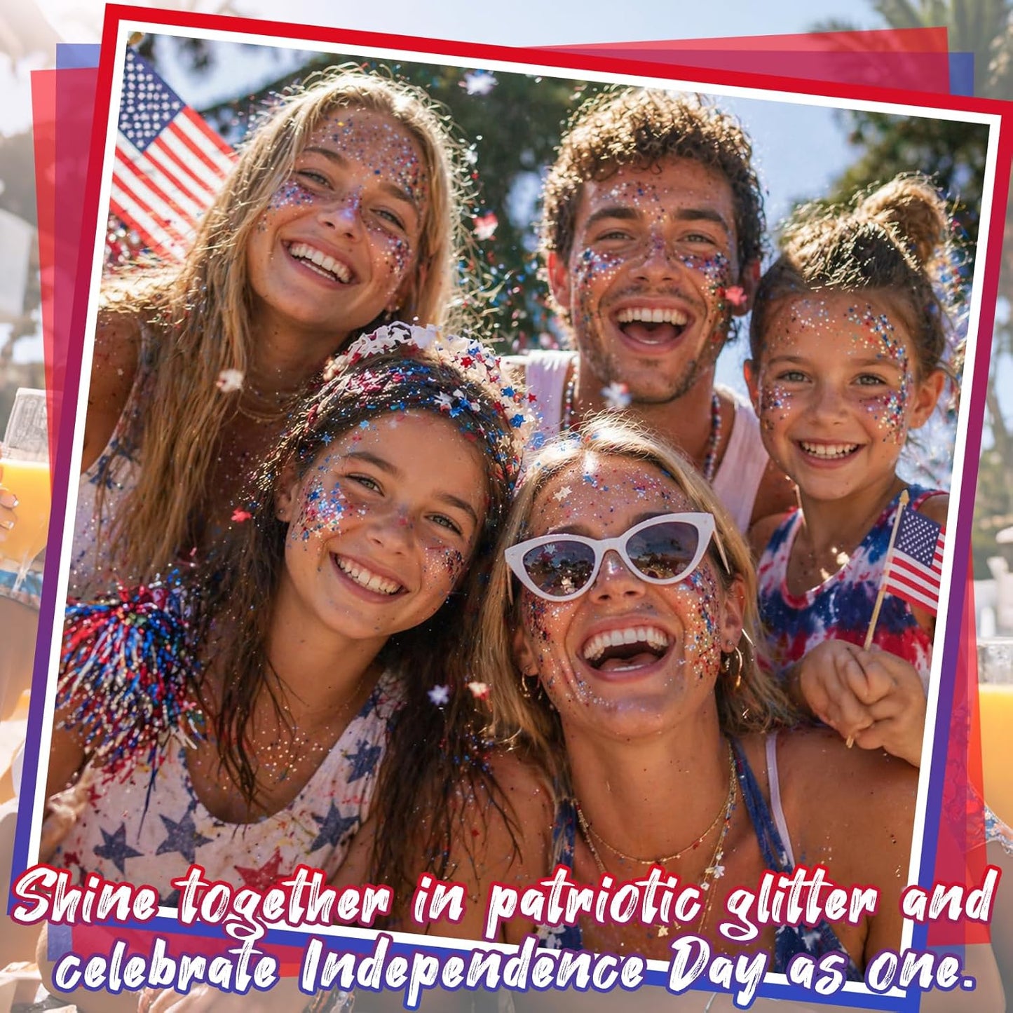 Patriotic Hair & Body Glitter Stick - Shimmer Red, White & Blue Glitter for 4th of July Makeup | Festival & Concert Accessories
