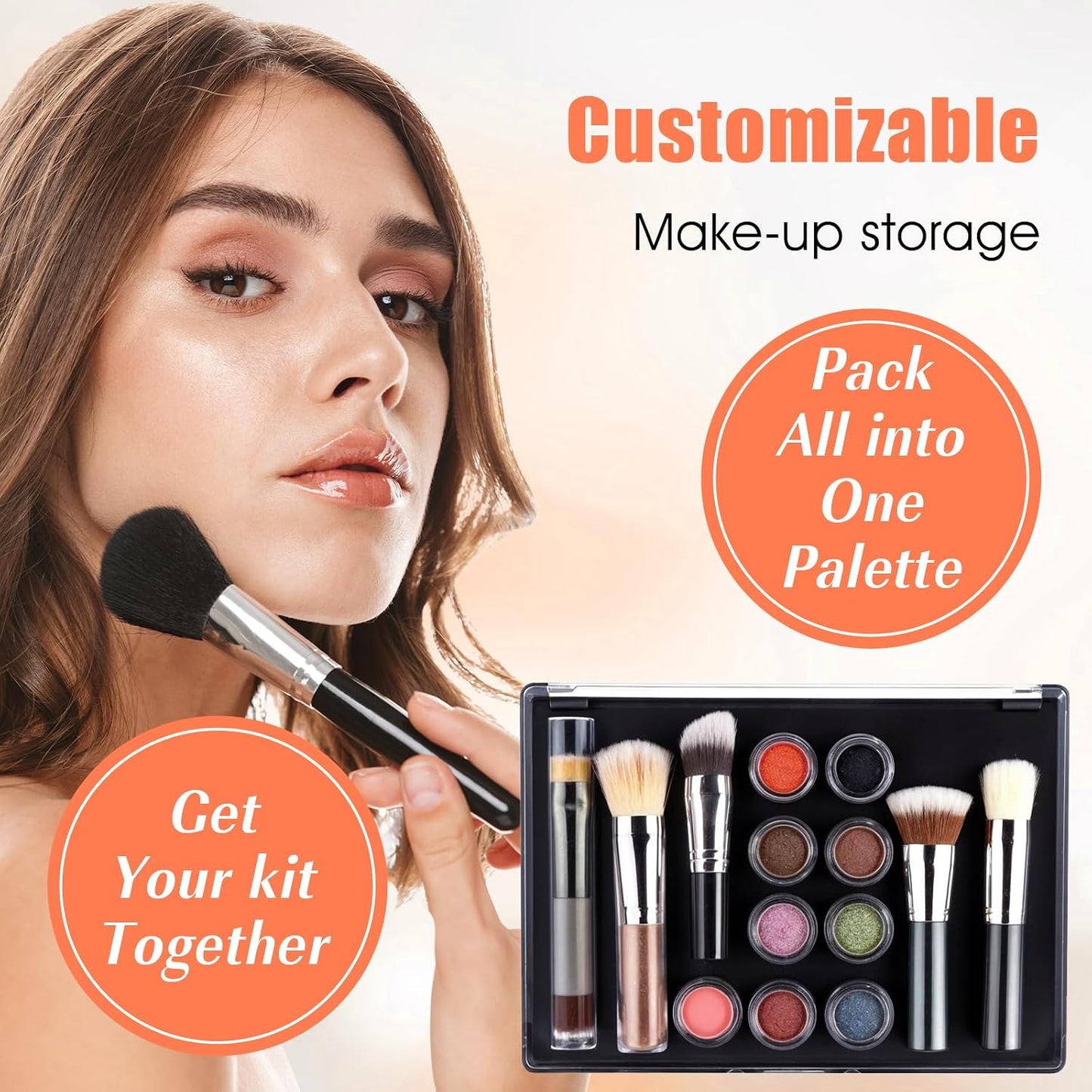 Magnetic Makeup Palette - 4 Pack Clear Top Storage Box for DIY Cosmetics | 7.7 x 4.3 Inches