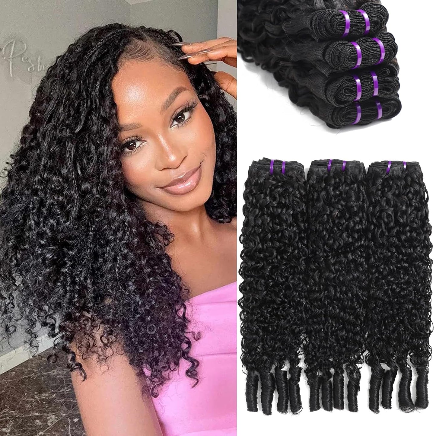Burmese Curly Hair Bundles - 100% Unprocessed Virgin Remy Hair | 20, 22, 24 Inch Natural Color Extensions for Women