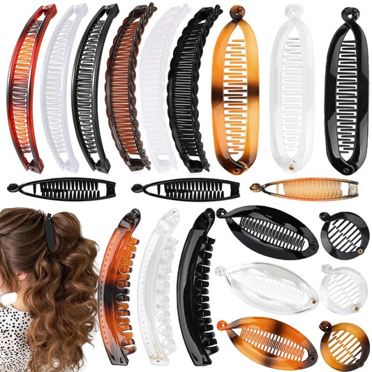 Strong Hold for Workouts & Thick Hair, 21pcs Banana Hair Clips for Women - 7 Styles Volumizing Claw Clips by Hapdoo, Secure Grip for All Hair Types