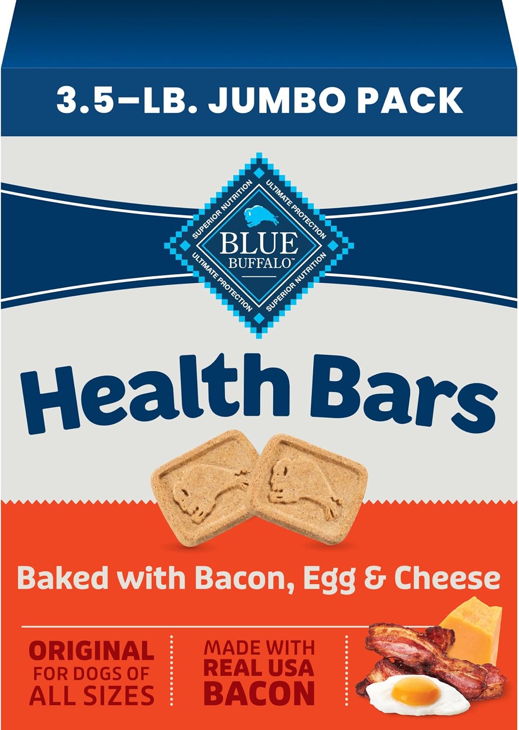 Blue Buffalo Dog Treats - Pumpkin & Cinnamon Crunchy Health Bars | Oven-Baked, Natural Ingredients, 16 oz.
