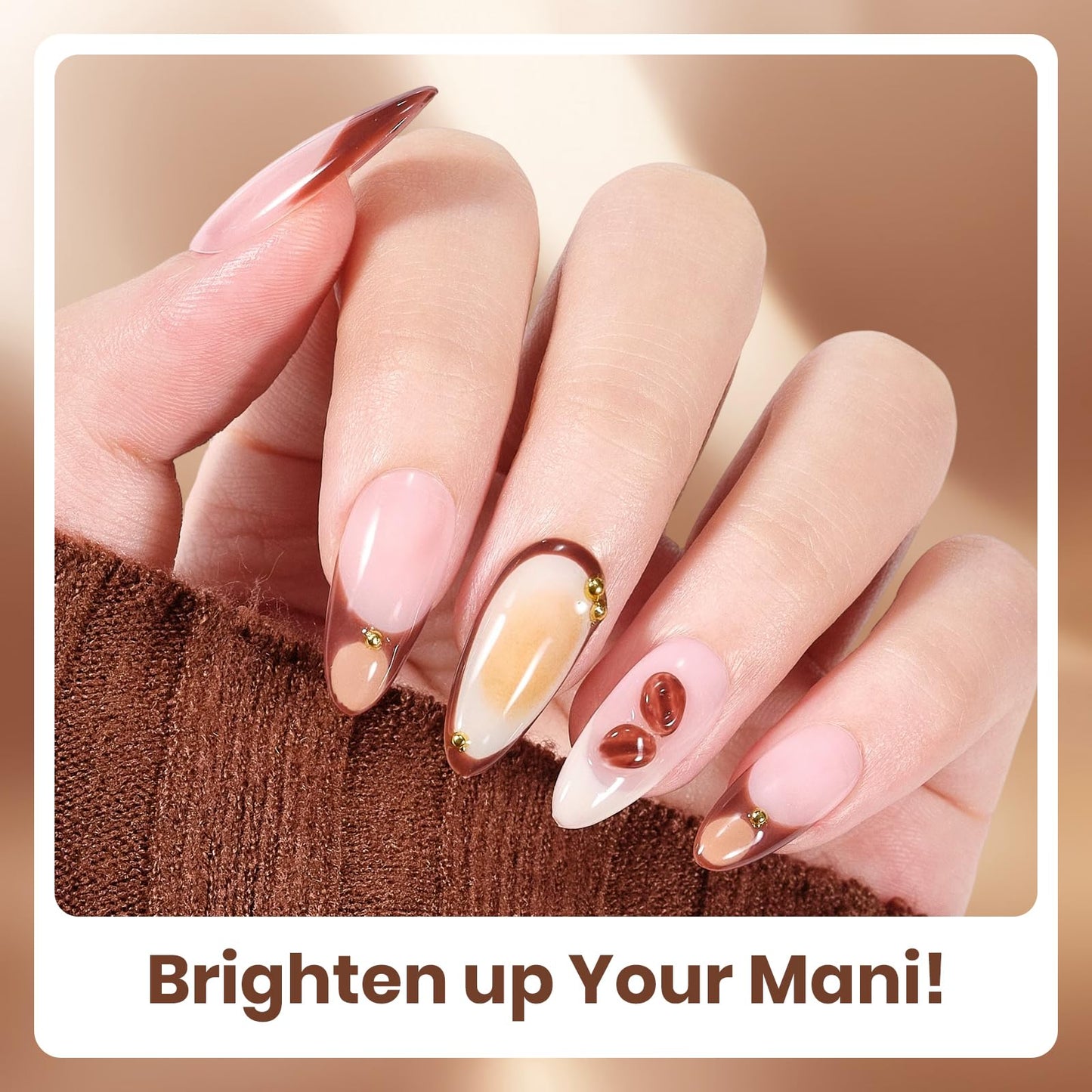 Beetles Brown Gel Polish Set - Toasty Aroma Collection, 6 Fall Colors Nude Brown Nail Colors UV LED Lamp Salon DIY at Home Nails Gifts for Women