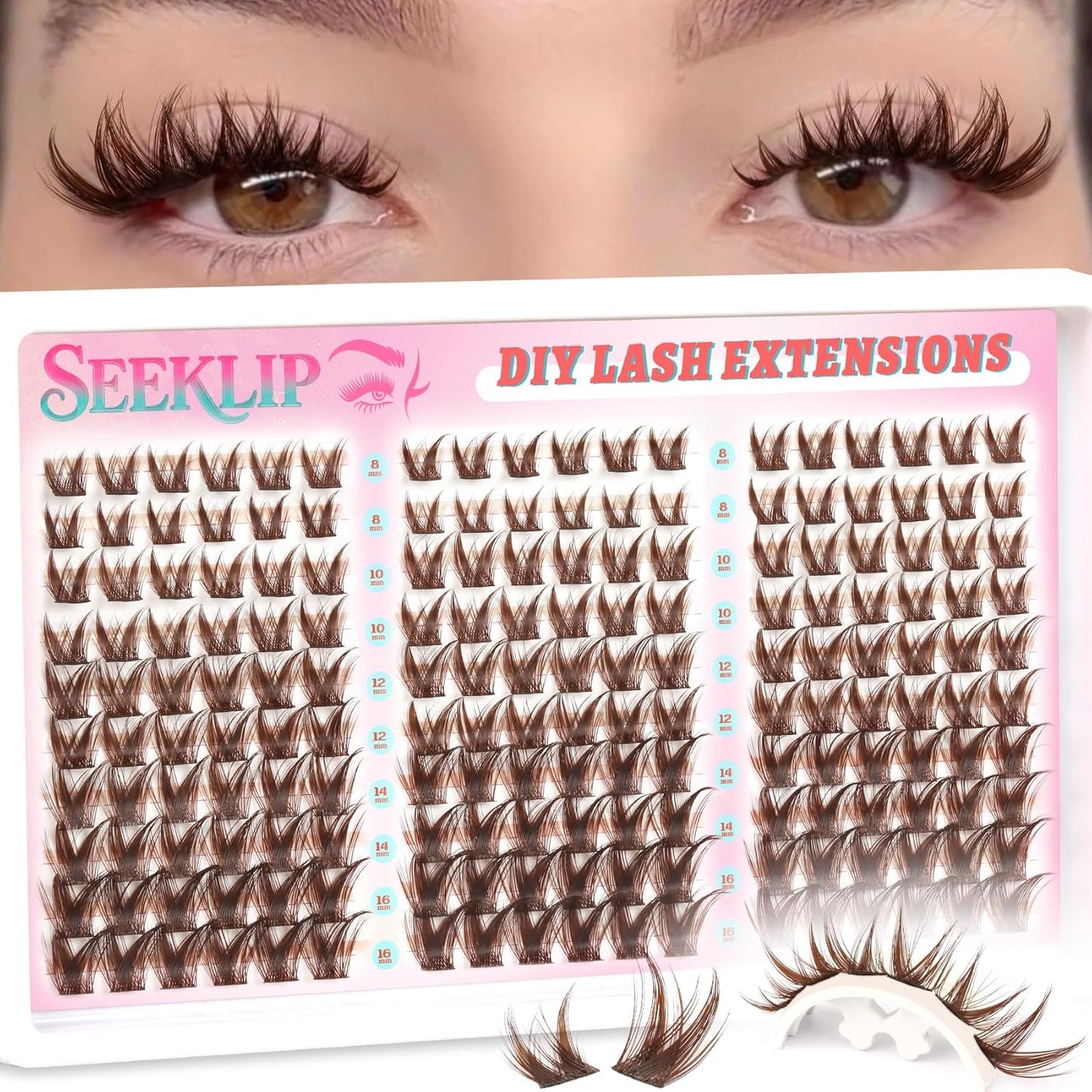 Wispy Natural Cluster Eyelash Extensions - 180pcs C Curl 8-16mm Individual Fake Lashes | Ultra Thin Band for DIY Use