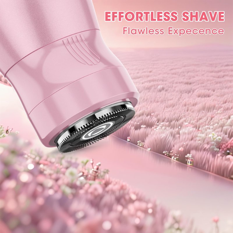 Karrte 5-in-1 Electric Razor for Women's Pubic Hair, Painless Body Shaver and Facial Epilator, Hair Removal for Face, Bikini Trimmer for Women's Private Area Pink