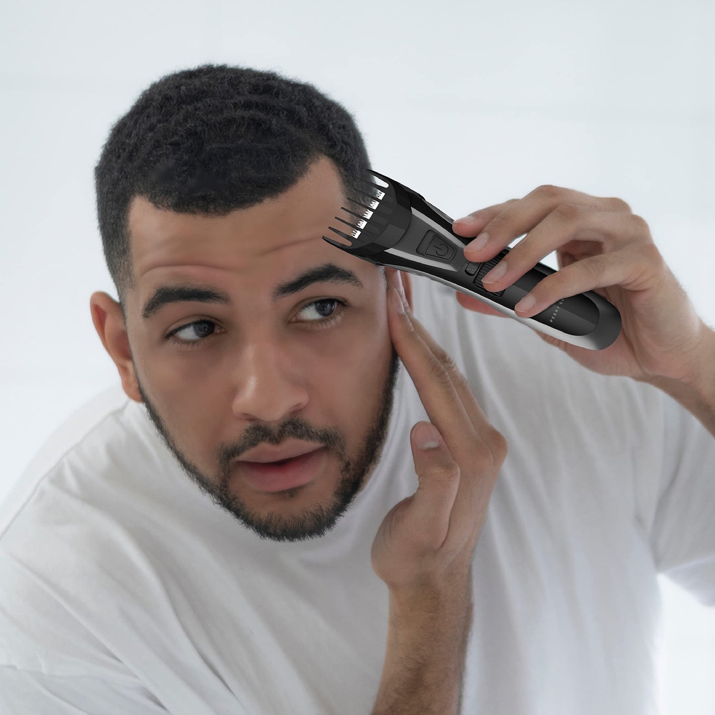 Perry Ellis Precision Trimmer for Men Cordless Electric Hair Clipper with Adjustable Dial 1–20mm, Beard & Mustache Grooming Kit, Charging Stand, USB Adapter, 45 Min Runtime, Cleaning Kit Included