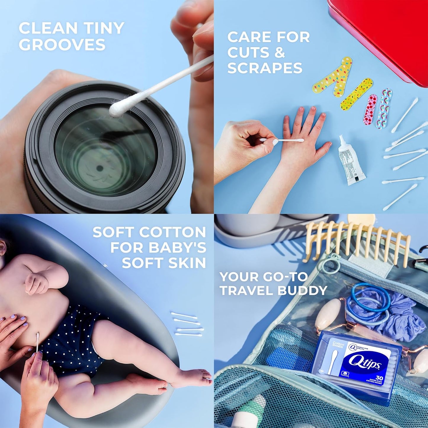 Q-tips Cotton Swabs - 170 Count + Travel-Size 30 Count | Ideal for Home, First Aid & Beauty