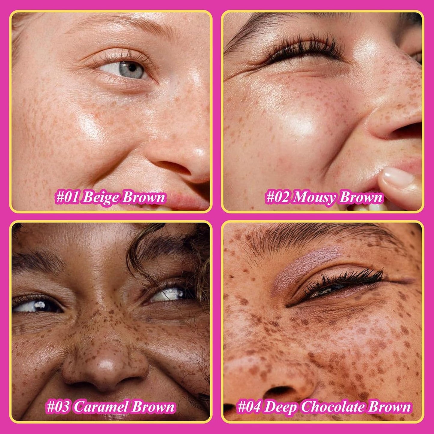 Dual Ended Freckle Stamp Pen - 2 Pcs Soft Sponge & Precision Tip | Waterproof Faux Freckle Eyeliner #03 Caramel Brown
