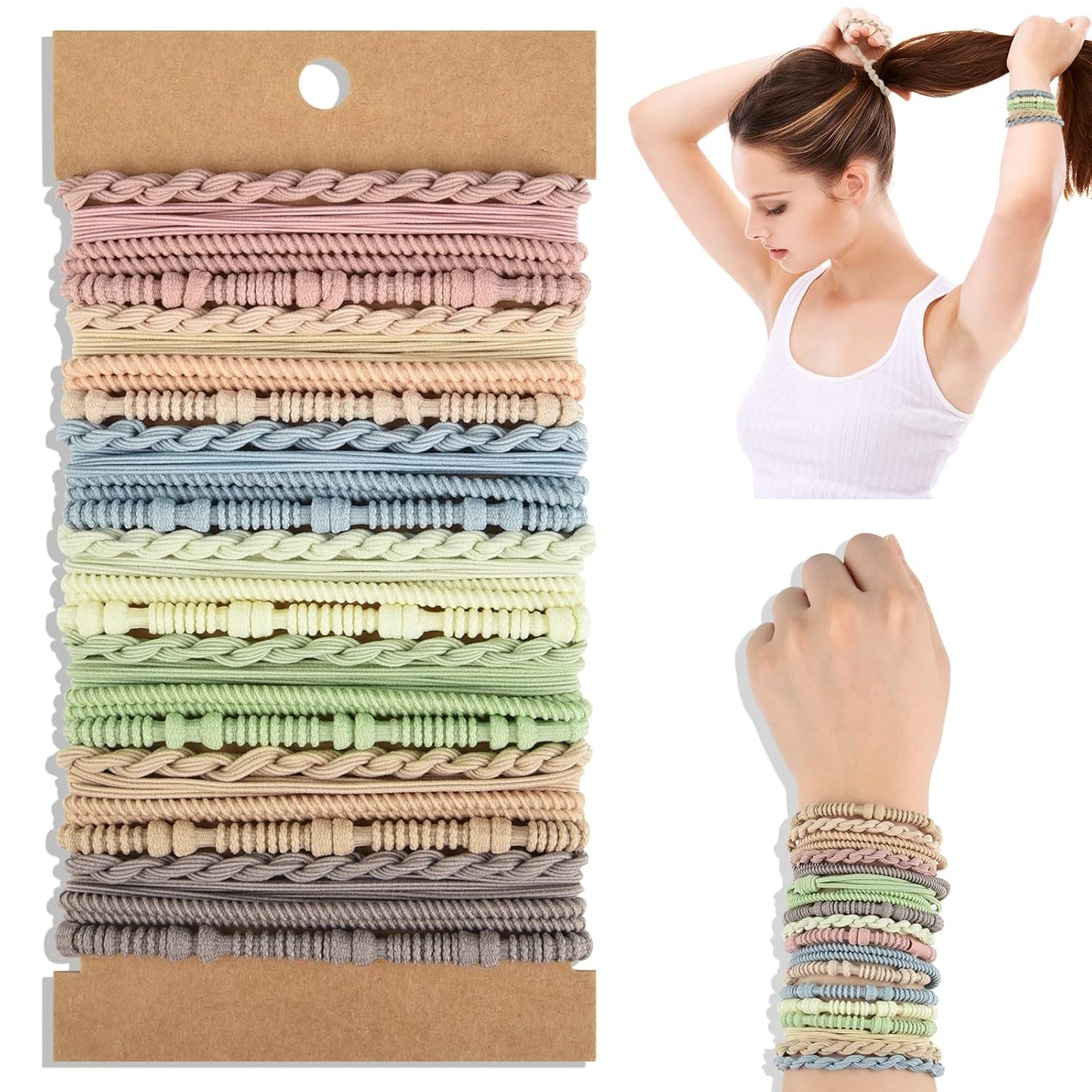 Boho Hair Ties - 28 Pcs Braided Elastic Ponytail Holders for Women & Girls | Multicolor Styles