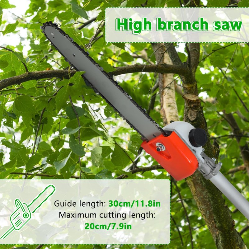 Upgraded 8-in-1 Multi-Functional Trimming Tool - 52cc 2-Cycle Gas Powered Hedge Trimmer | 9500rpm High Power Gas String Trimmer Weed Eater | High-Performance Engine | for Home Yard Garden-Orange