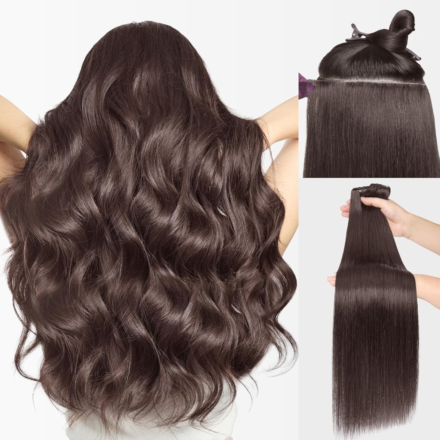 Invisible Messy Curly Clip-In Hair Extensions - Real Human Hair for Women | 14 Inch, 110g, 6 Pcs, Remy Hair