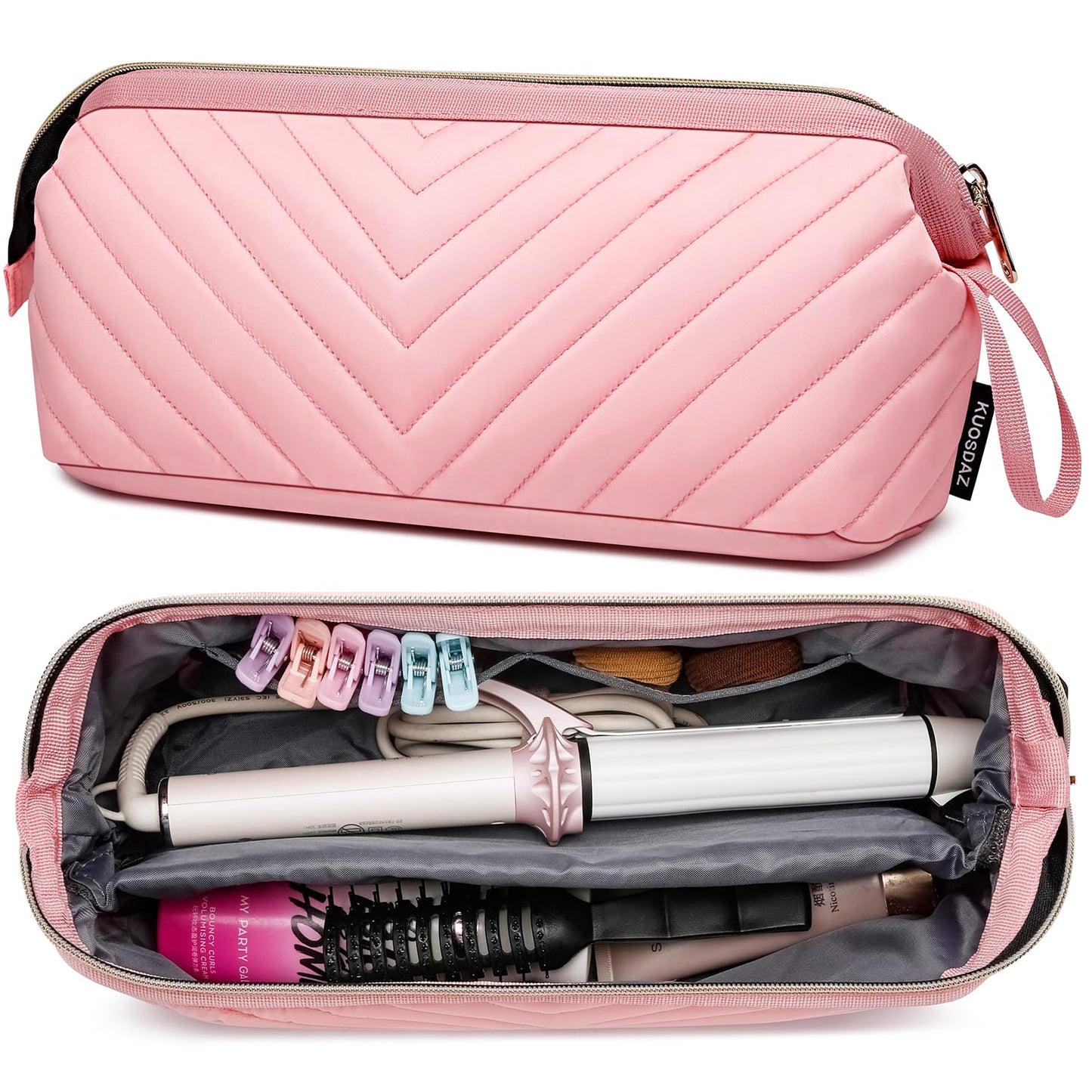Hair Tools Travel Bag for Shark Flexstyle Dyson, Quilted Case Organizer Bag, Gift for Women Hair Accessories Storage Bag, Travel Hairdryer Portable Bag for Women, Pink