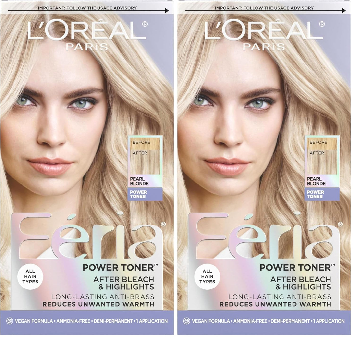 L’Oreal Paris Feria Ice Blonde Hair Toner - Ammonia Free Demi-Permanent Color, 1 Application