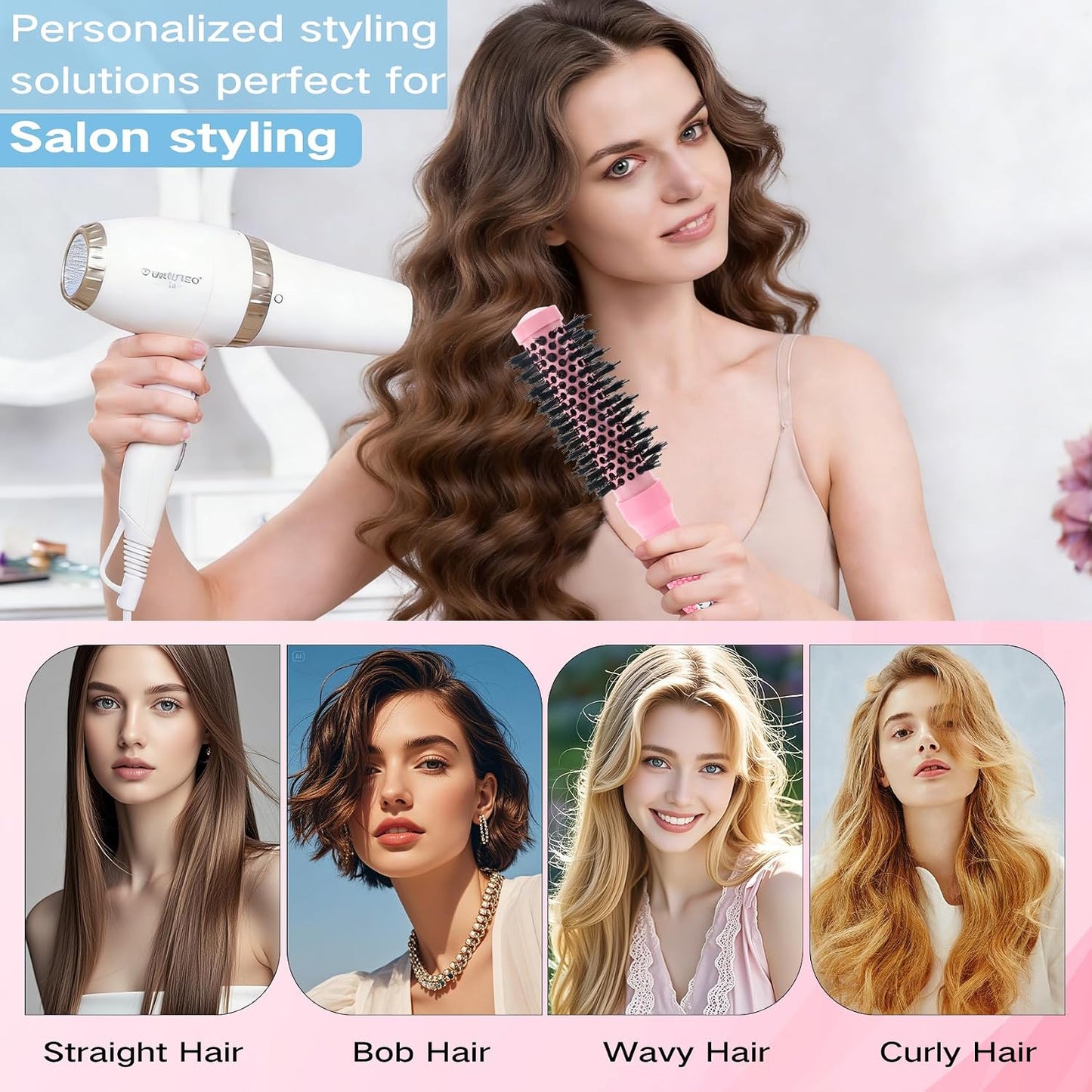 Round Brush for Blowout - Nano Thermal Ceramic & Ionic Tech for Short Hair | 2.0 Inch Barrel