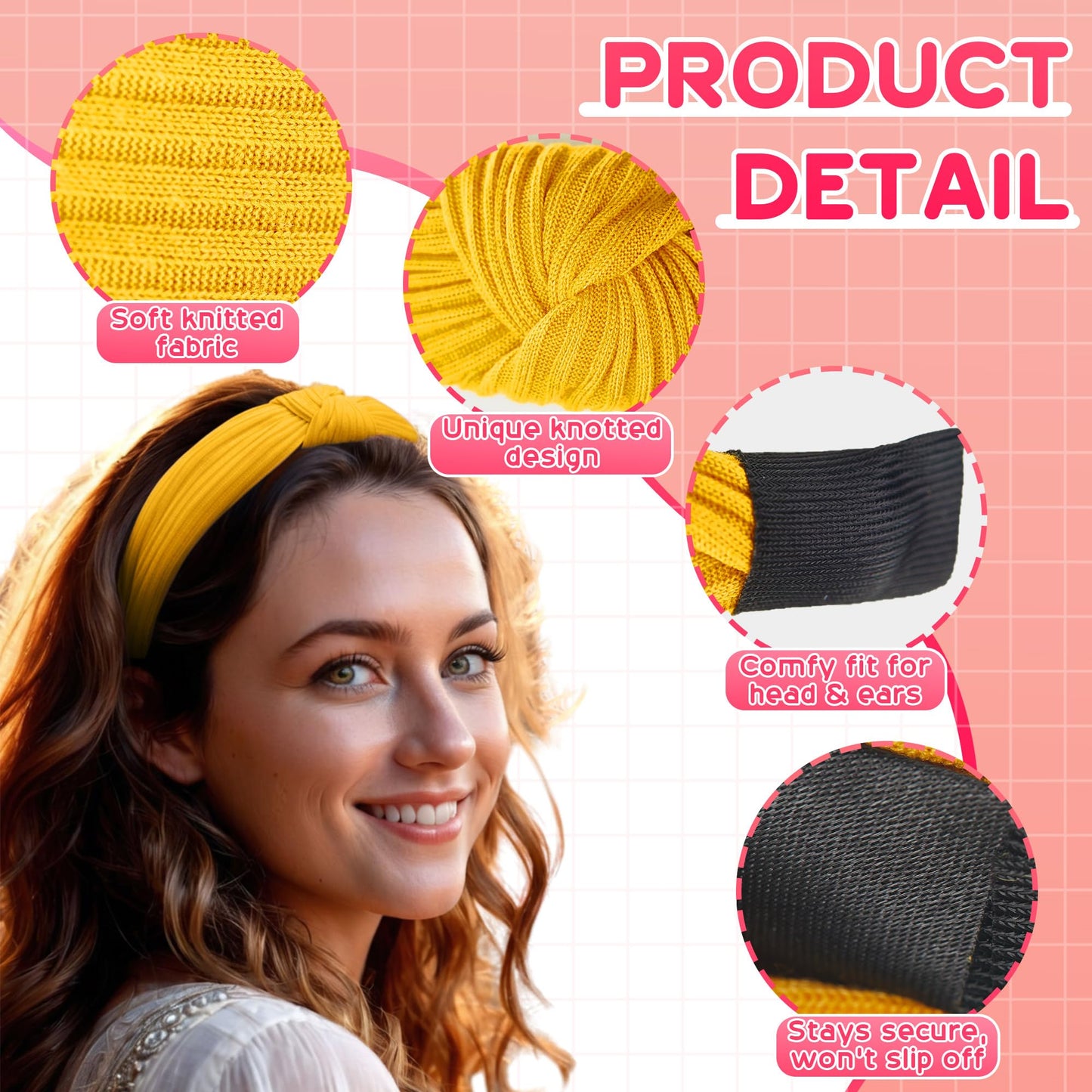Suncalla 12 Pcs Multicolor Knotted Headbands for Women Girls, Wide Non Slip Thick Turban Headband, Soft Elastic Ribbed Knot Hair Accessories for Curly Hair, Fashion Daily Party Gift