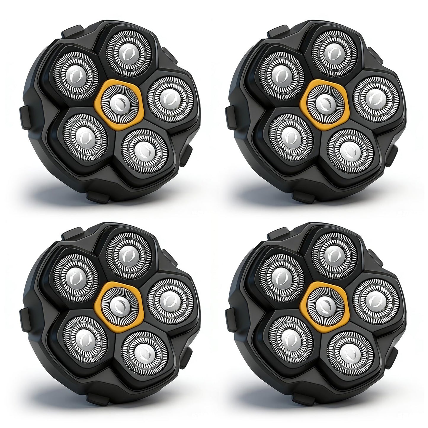 6 Blade Magnetic Replacement Shaving Heads for 6D Bald Head Shavers, Compatible with Most Magnetic Electric Razors for Men (4 Packs)