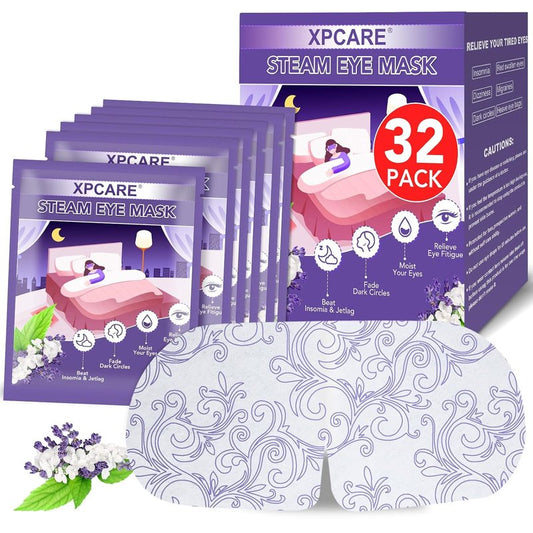 XPCARE Steam Eye Masks - 32 Pack Disposable Heated Eye Masks for Dry Eyes, Dark Circles & Puffy Eyes | Lavender Scent