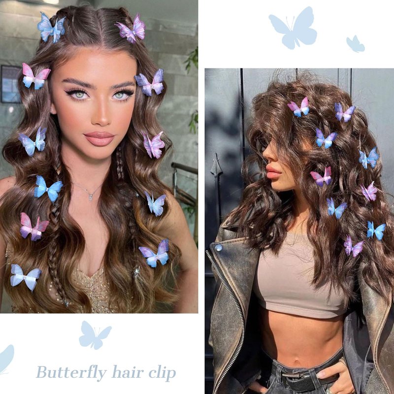 20Pcs Rhinestone Y2K Glitter Hold Hair Jaw Clips, Cute Hair Claws, and Butterfly Clips for Teens Women - Gifts