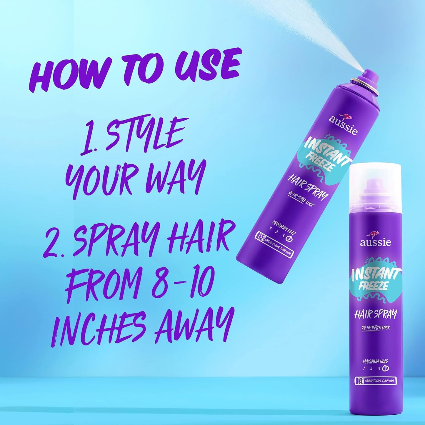 Aussie Instant Freeze Hair Spray - Extreme Hold & Fresh Citrus Scent | 10 Fl Oz, 3 Pack