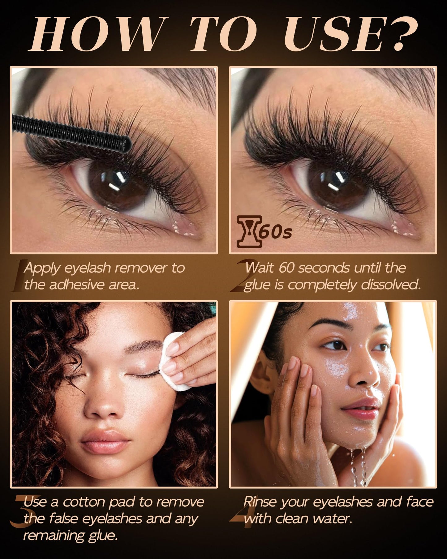 Cluster Lash Glue Remover – 5ml Gentle Eyelash Extension Remover for Cluster & Individual Lashes, Non-Irritating Lash Bond Solvent with Mascara Wand, Easy Self-Use at Home