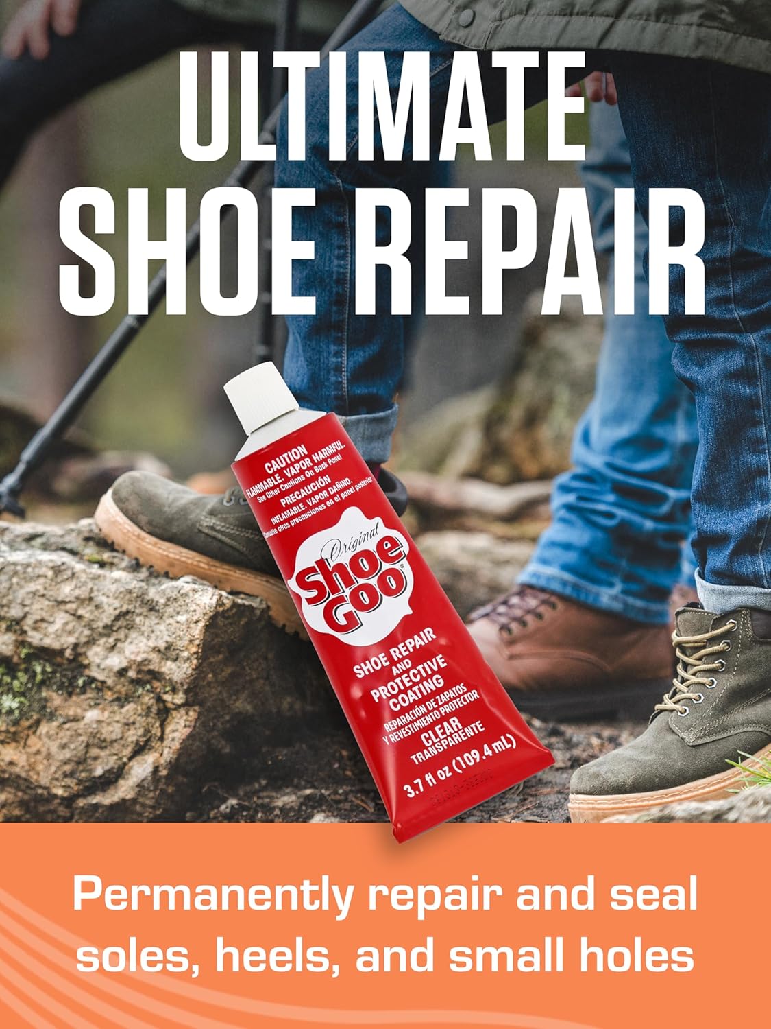 Shoe Goo Original Shoe Repair Adhesive - Clear Waterproof Glue for Soles, Heels & Patches - 3.7 fl oz Tube