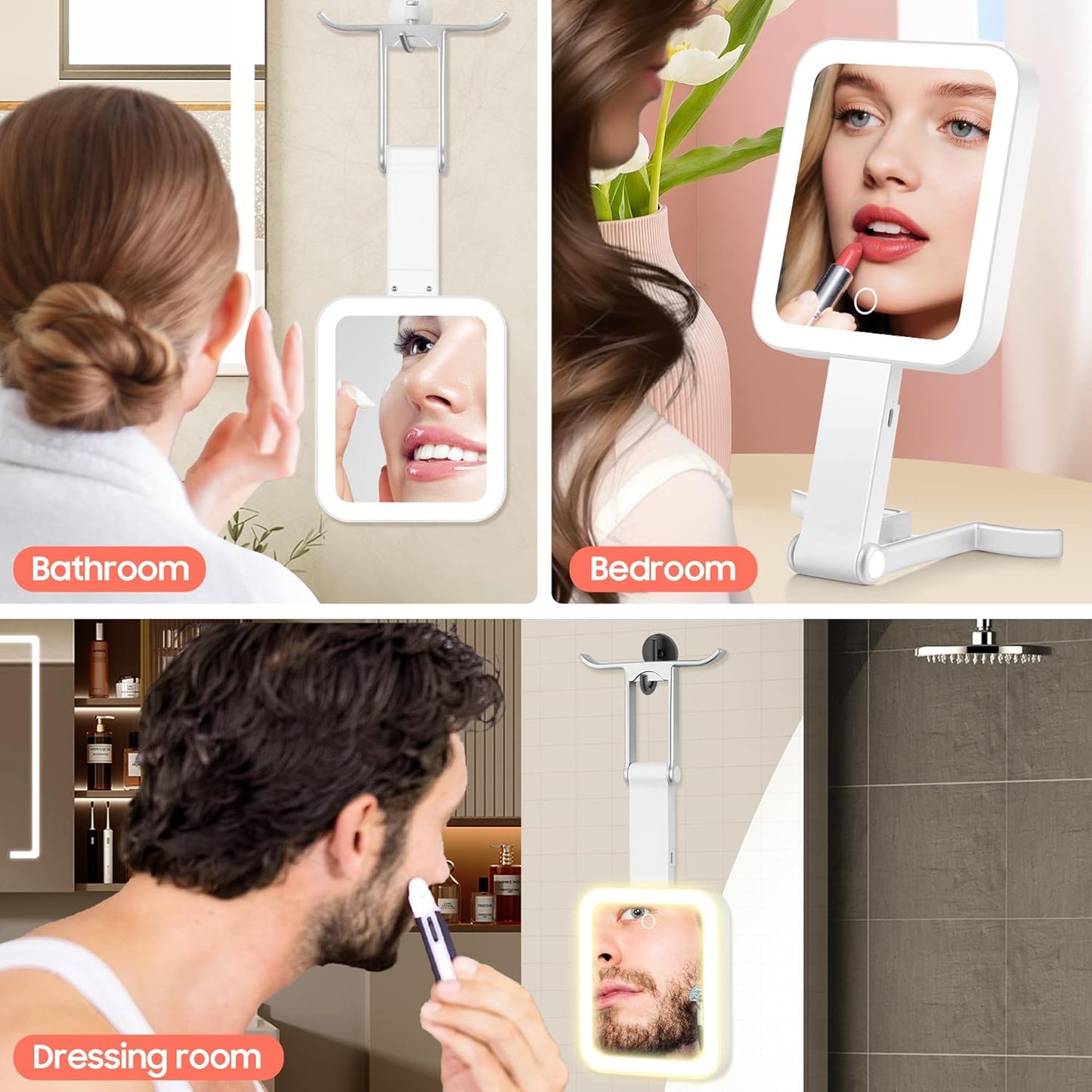 Magnifying Travel Mirror with Light - 30X/1X Double-Sided, Adjustable Brightness, Portable for Makeup & Desktop Use