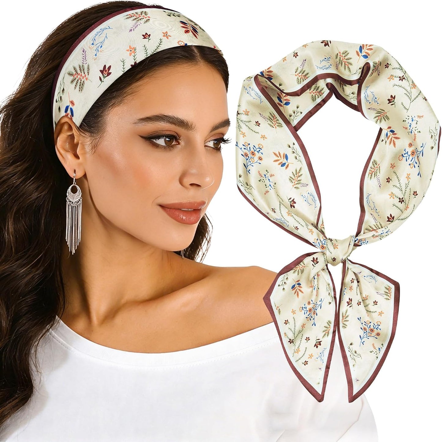 Cherry Head Scarf for Women - Long Thin Satin Hair & Neck Wrap | Fashion Accessory