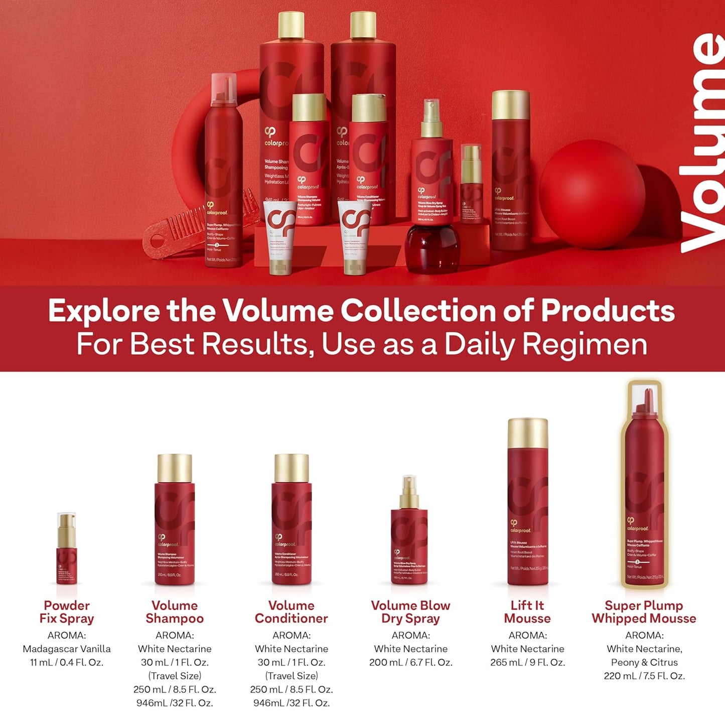 Colorproof Super Plump Whipped Hair Mousse - Volume & Color Protection | 7.5 Fl. Oz. - White Nectarine & Peony Scent