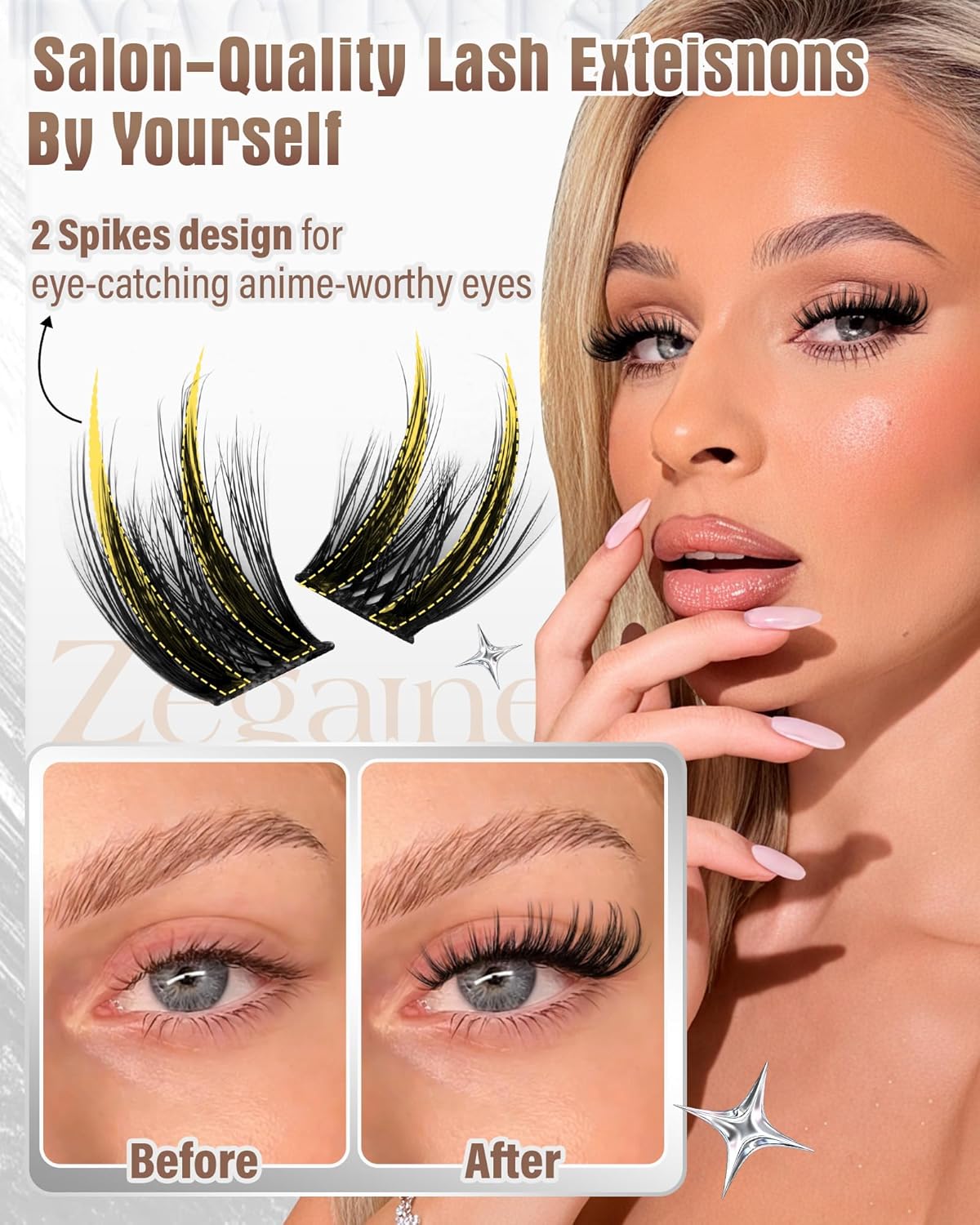 Cat Eye Lash Clusters Kit - Wispy Individual Eyelash Extensions | Pre-Mapped 10-18MM with Bond & Seal, Tweezers