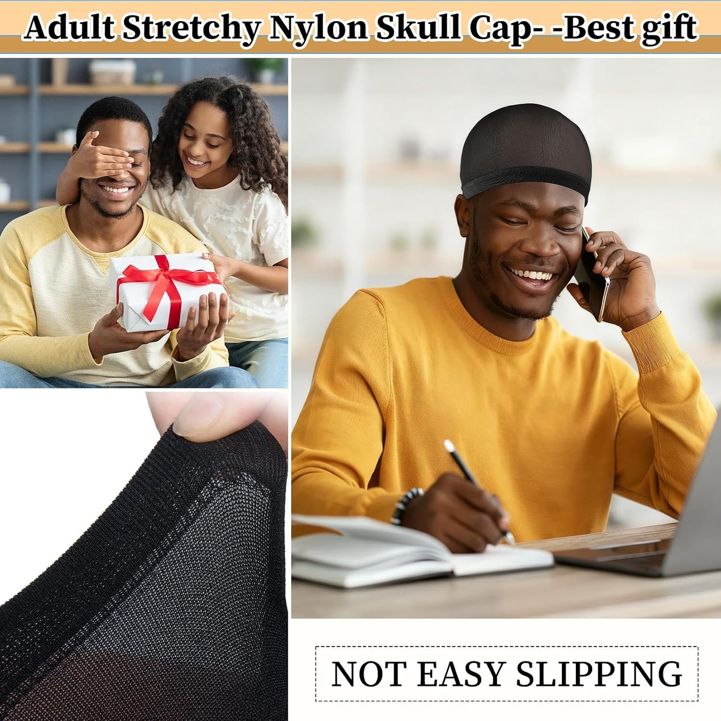 Wave Caps for Men - Stretchy Nylon Skull Cap for Sleep | Anti-Slip, Breathable, 10/20/50 Pcs
