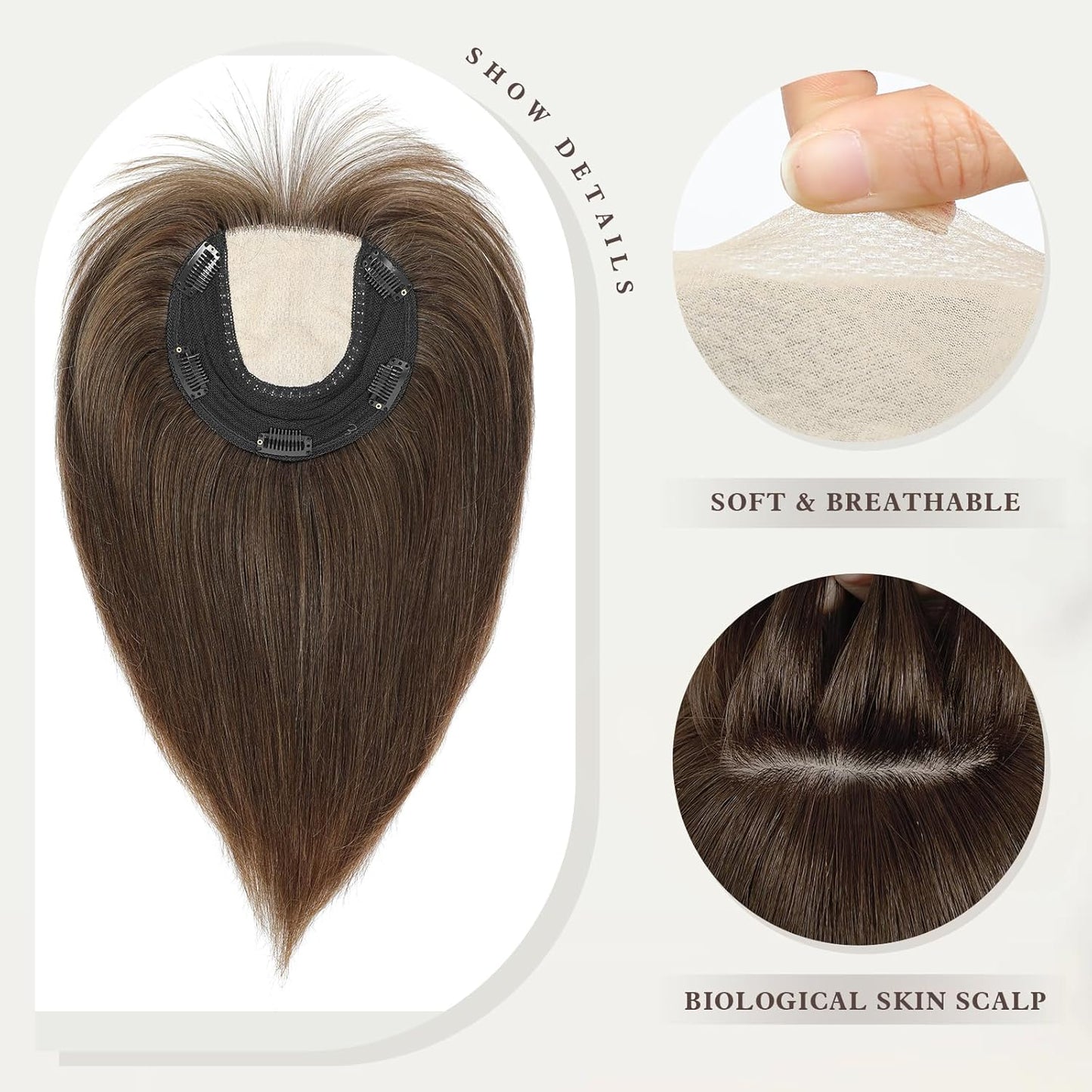 Aimeolyn Hair Toppers for Women - Real Human Hair 12-Inch Wiglet with Bangs for Thinning Hair | Big Base Scalp Coverage