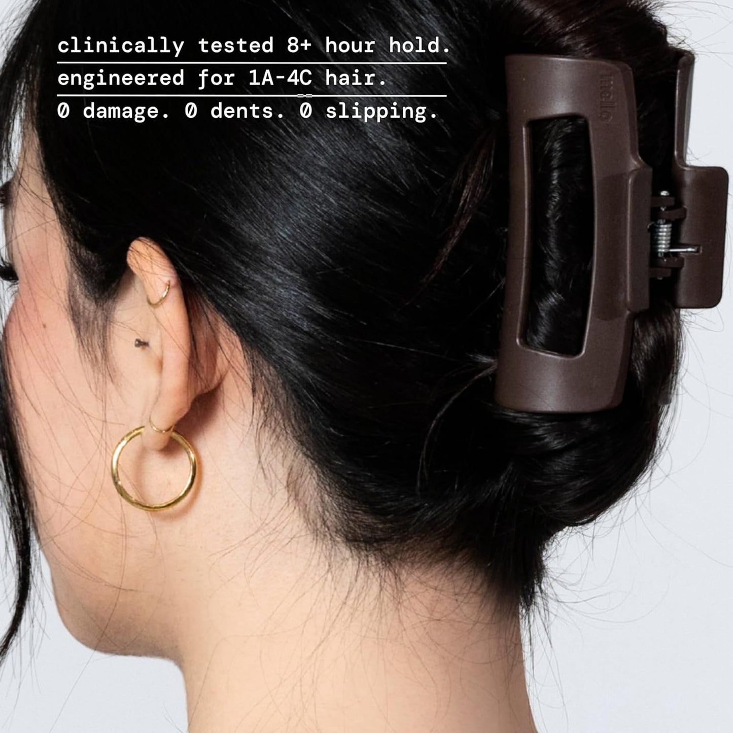 Medium Hair Clip - Flexible Comfort Hair Claw for Strong Hold on Thick & Thin Hair | Dark Brown, Matte Finish
