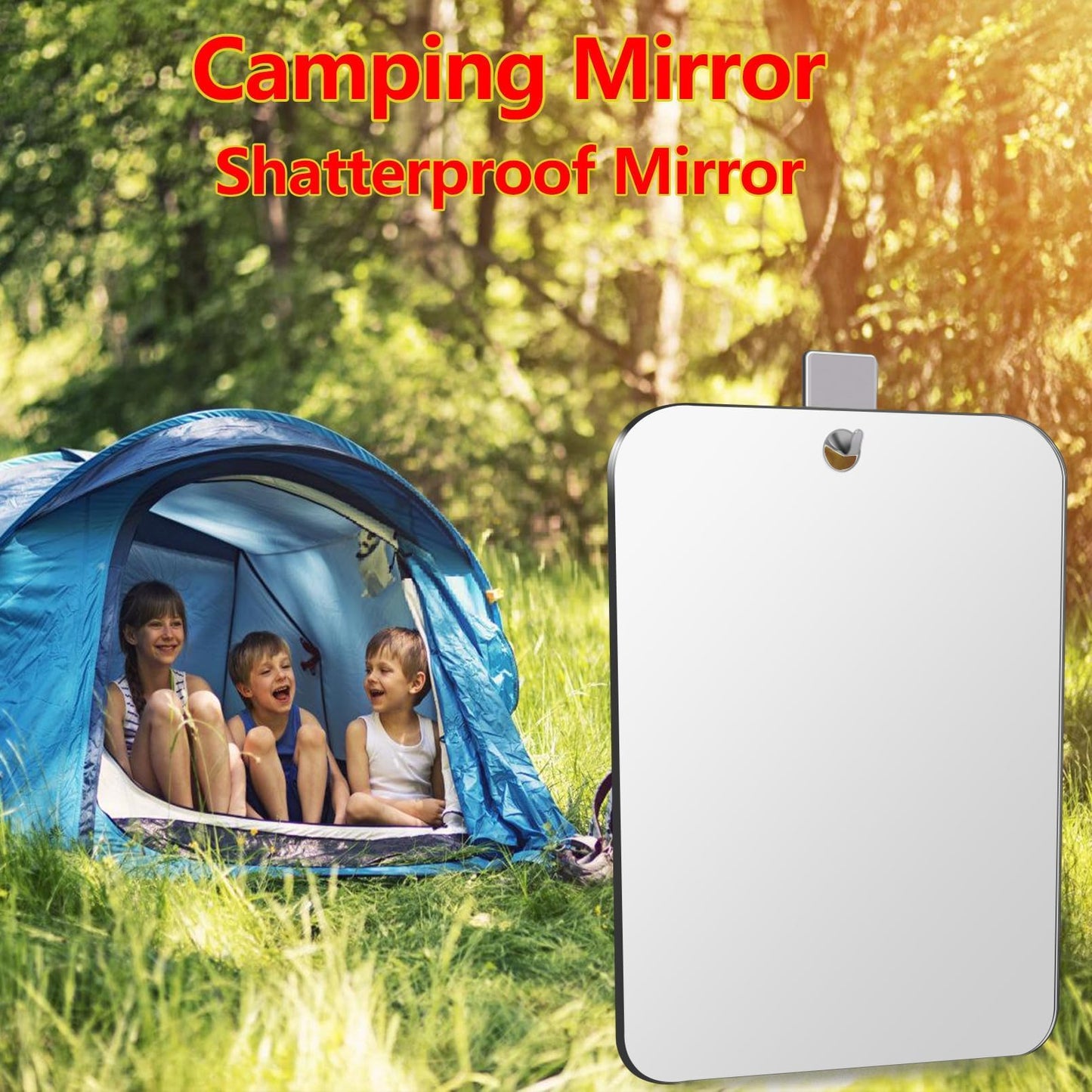 Lager 9.7"x5.7" Shower Mirror for Shaving, Shower Mirror for Shaving and Makeup, Luxury Plastic, Shatter-Proof Wall Hanging and Handheld Locker Mirrors - Perfect for Large Travel and Camping