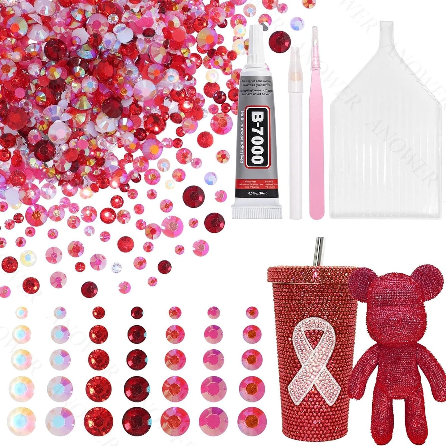 Mixed Light Color Resin Flatback Rhinestones - 16,000 Pcs for Crafting & DIY Projects | 2-6mm Gems for Makeup & Tumblers