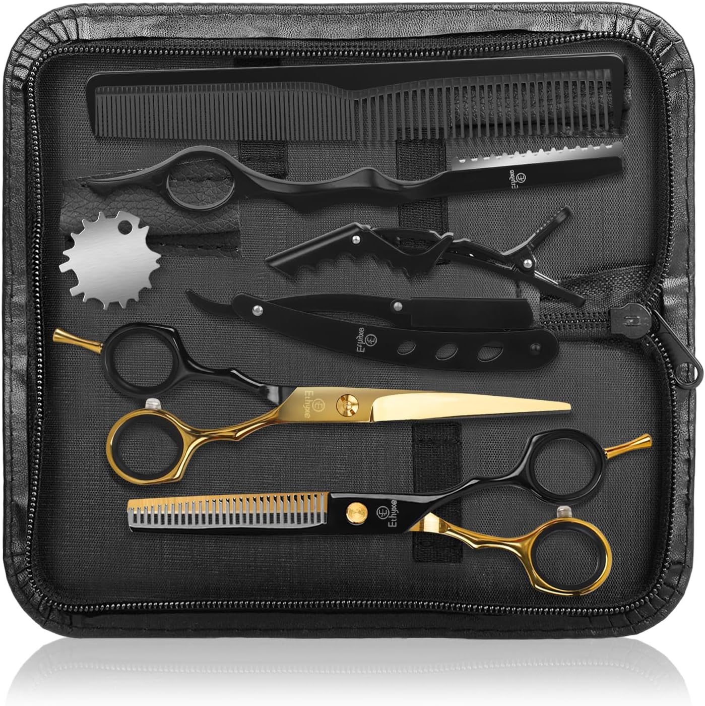 Professional Black Hairdressing Scissors - 6.5" Japanese Stainless Steel Thinning & Trimming Shears | Salon-Grade Barber Tools