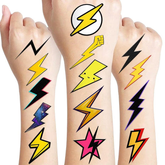 Lightning Bolt Temporary Tattoos - 96PCS Weather-Themed Stickers | Cute Waterproof Body Art for Kids
