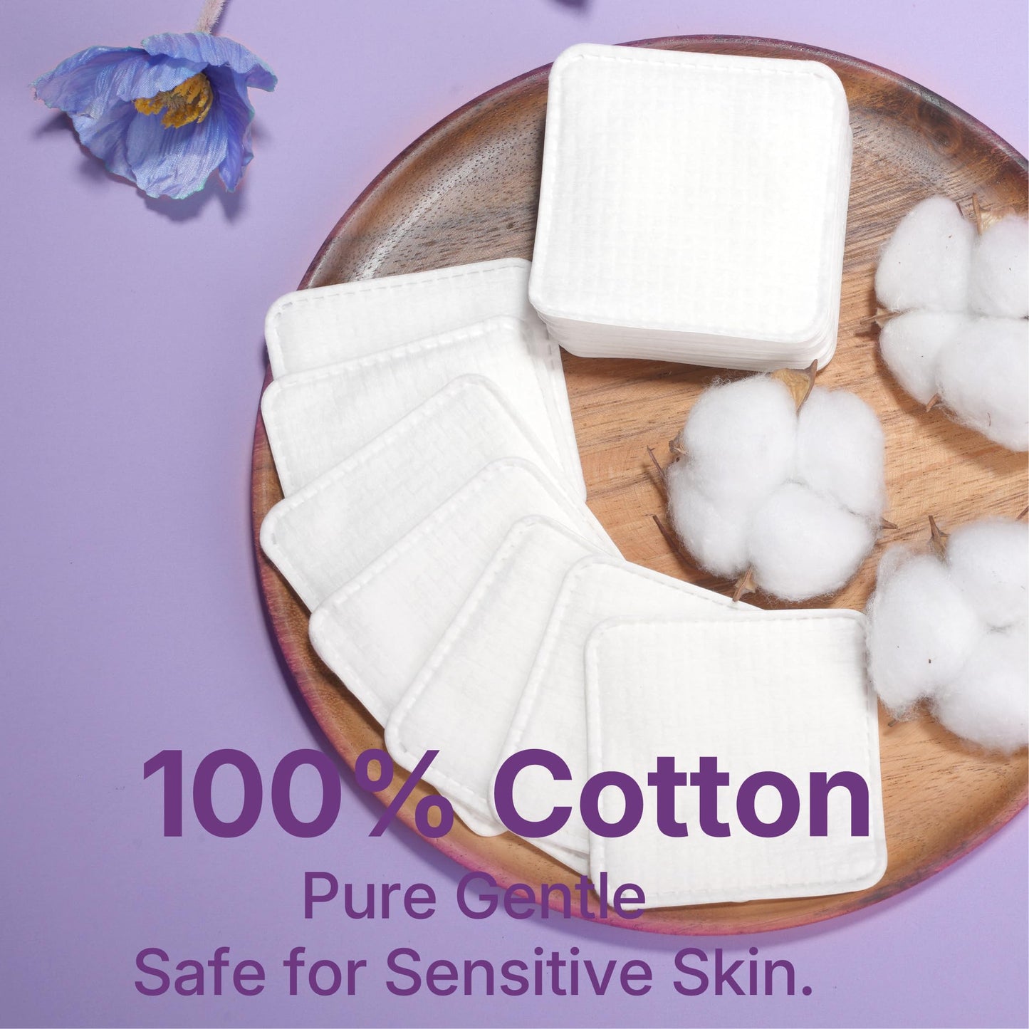Serenorch Extra Large Cotton Pads (3x3 Inch), 70 Count 100% Cotton Squares for Toner & Makeup Removal, Lint-Free Triple-Layer, Soft & Hypoallergenic for Sensitive Skin (Oeko-TEX Certified)