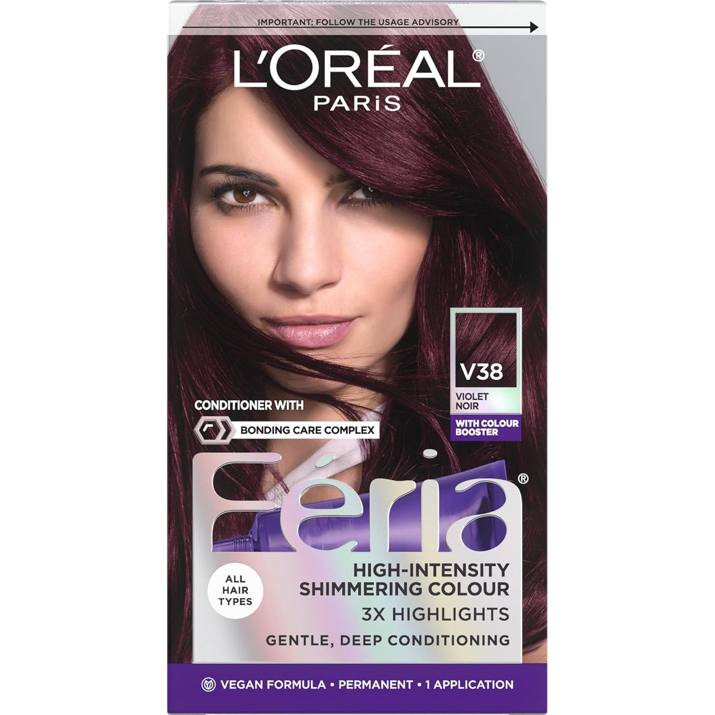 L’Oreal Paris Feria Hair Color - High Intensity Jet Black Dye for 3X Highlights | 1 Kit