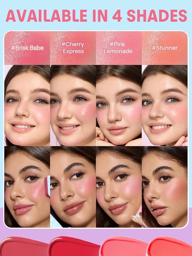 Glass Glow Blush Stick | Waterproof Cream Blush for Cheeks & Lips | Hydrating & Blendable Nude Color