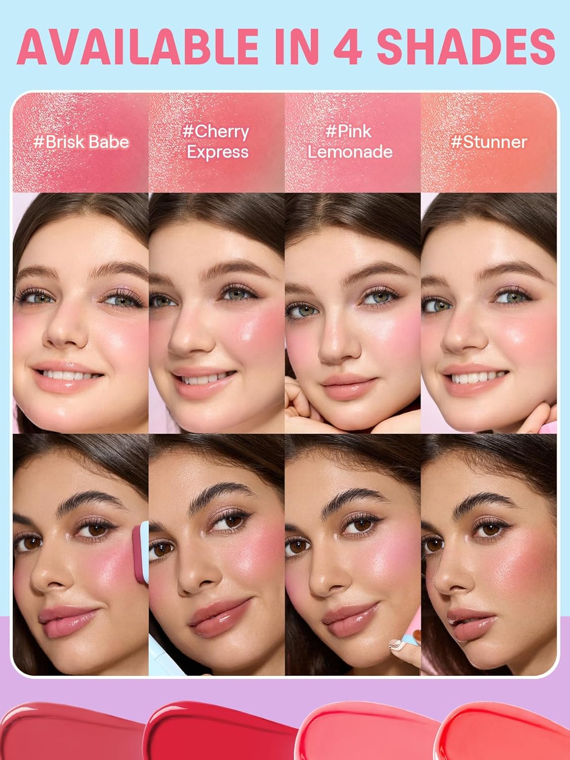 Glass Glow Blush Stick - Waterproof Cream Blush for Cheeks & Lips | Hydrating Tinted Moisturizer - Pink Lemonade