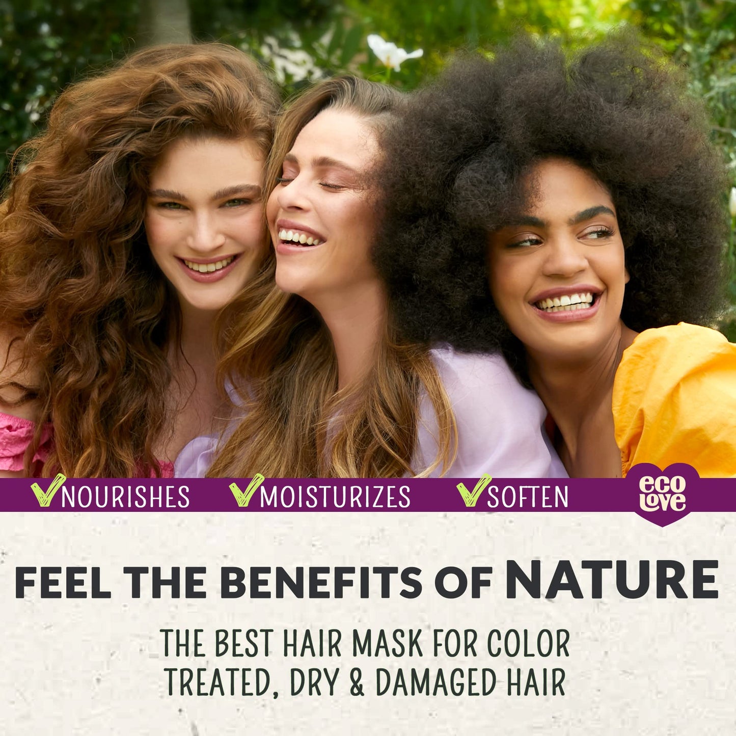 ecoLove Hair Mask for Dry Damaged Hair, Natural Hair Mask Deep Conditioning, 11.8 oz - Vegan and Cruelty-Free, With Lavender Extract, Organic Ingredients, SLS and Parabens Free