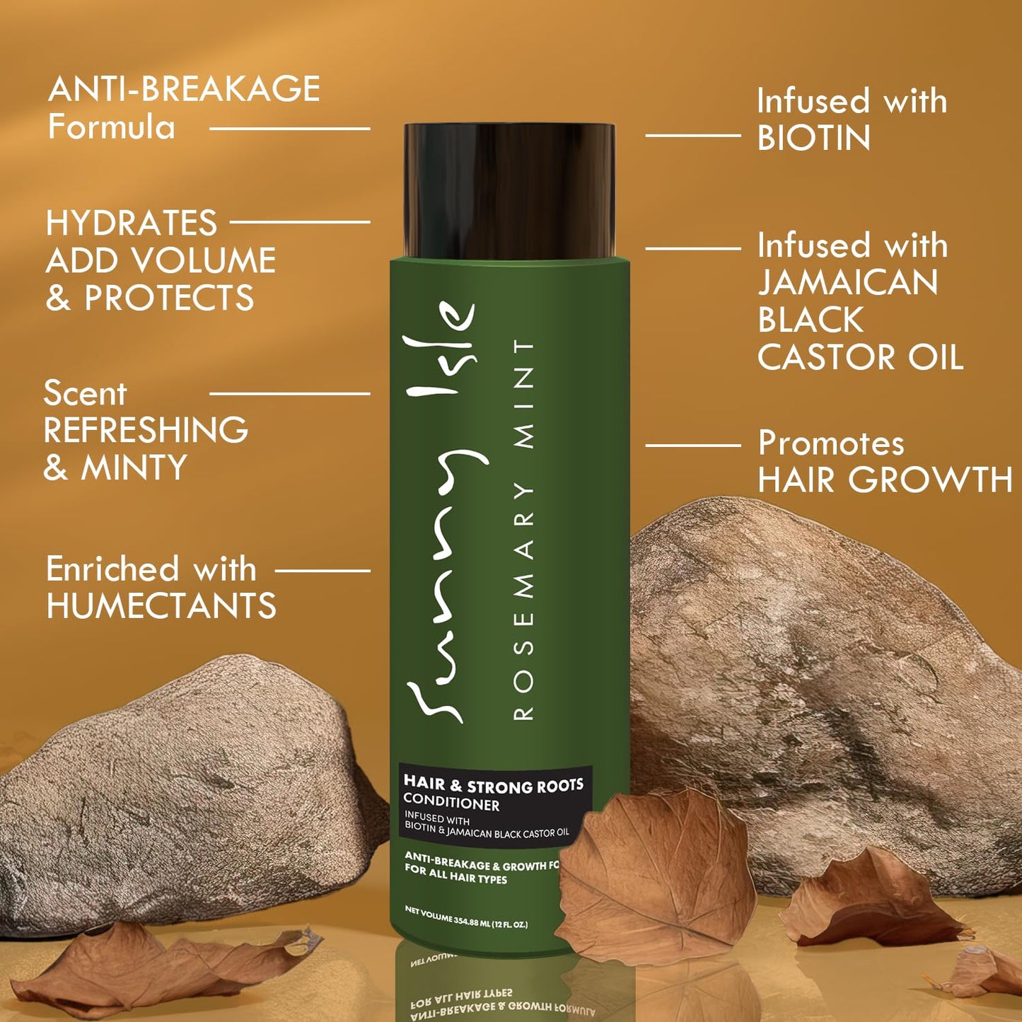 Rosemary Mint Shampoo & Conditioner Set - Anti-Breakage Growth Formula with Biotin & Jamaican Black Castor Oil | 2 x 12oz